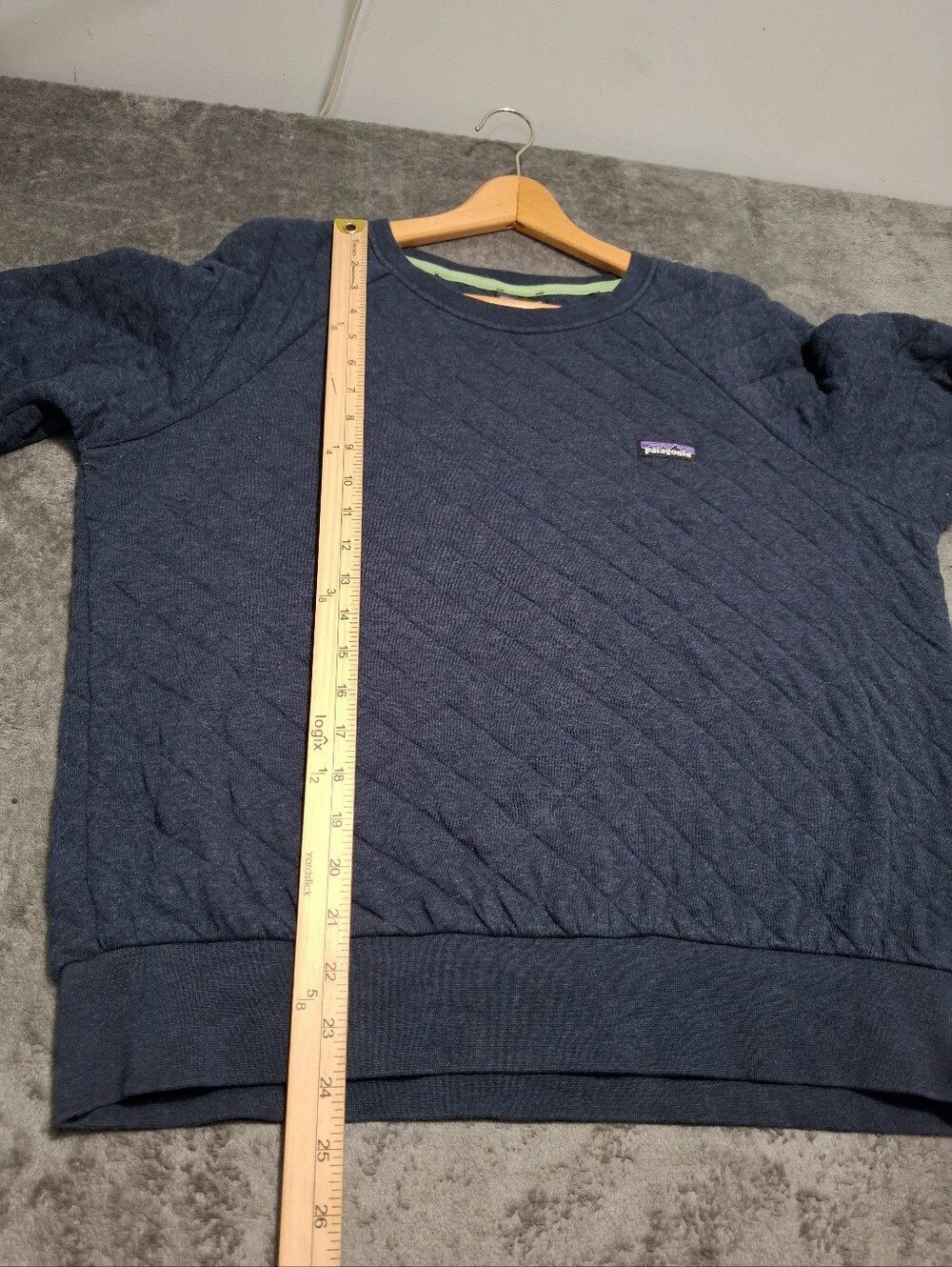 Patagonia Work Wear Women's Quilted Crewneck Sweatshirt Navy Organic Cotton Sz L - Picture 9 of 13